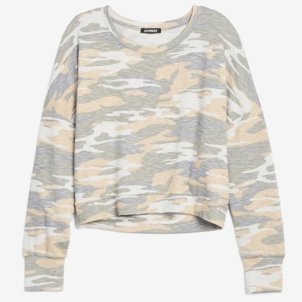 Express Camo Banded Bottom Sweatshirt